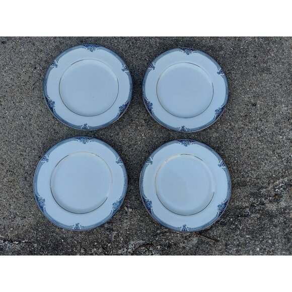 4 Noritake Squirewood 8 3/8" Salad Plates Floral Black & Gray - Picture 1 of 4